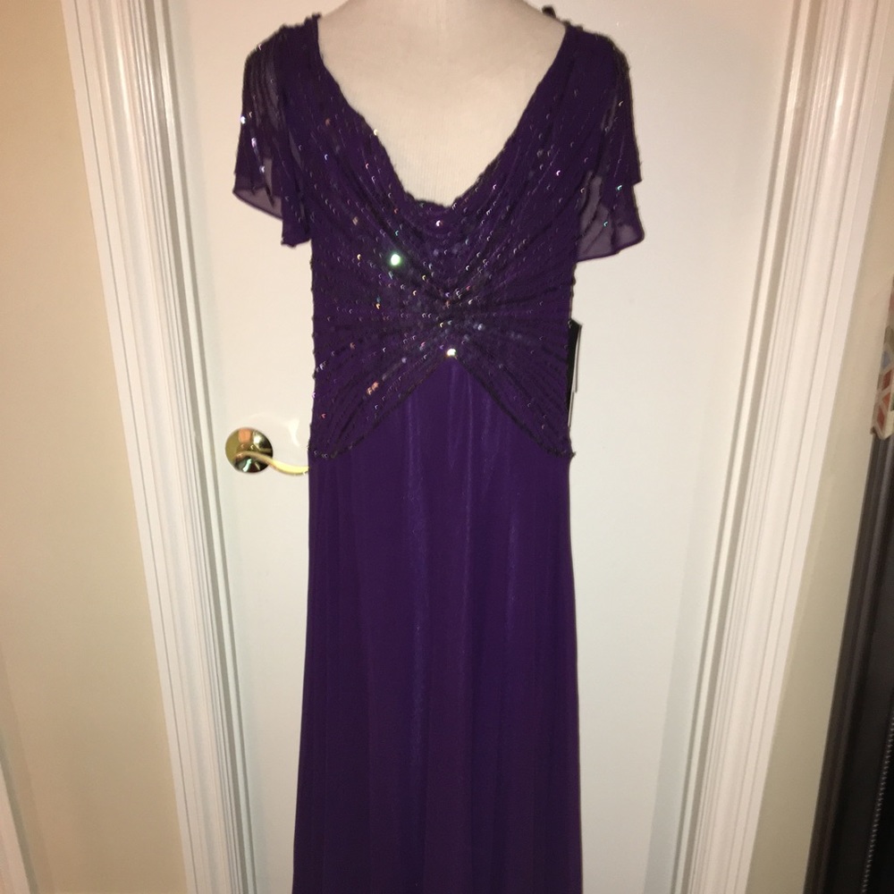 Purple gown beaded new with tags size 12 eggplant